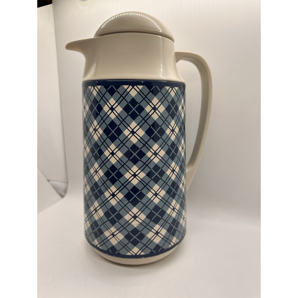 Corning 1 qt vintage thermique blue plaid‎ design Carafe thermos